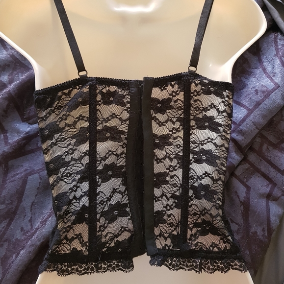 Exposed By Magic Silk Black Lace Stretchy Corset Lingerie Top Size S/M - Picture 6 of 7